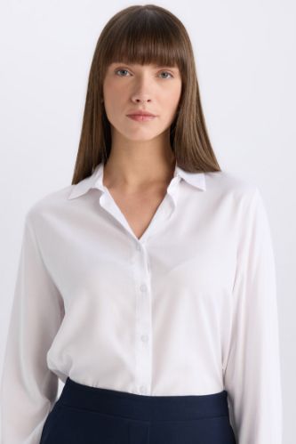 Oversize Fit Shirt Collar Long Sleeve Shirt