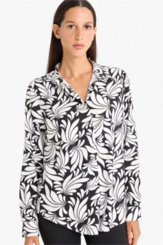 Regular Fit Shirt Collar Printed Long Sleeve Shirt