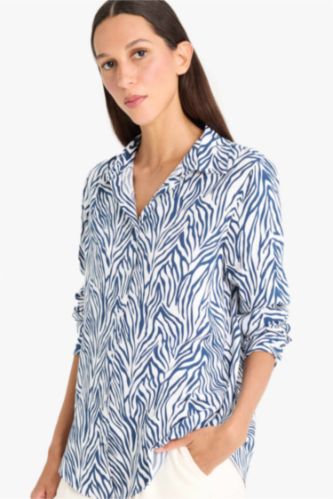 Regular Fit Shirt Collar Printed Long Sleeve Shirt