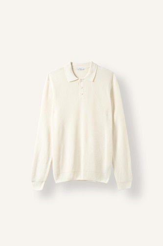 Standard Fit Basic Button-Up Polo Collar Knit Pullover