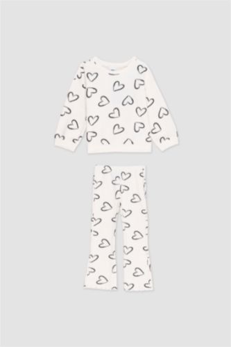 Baby Girl Heart Patterned 2 Piece Set