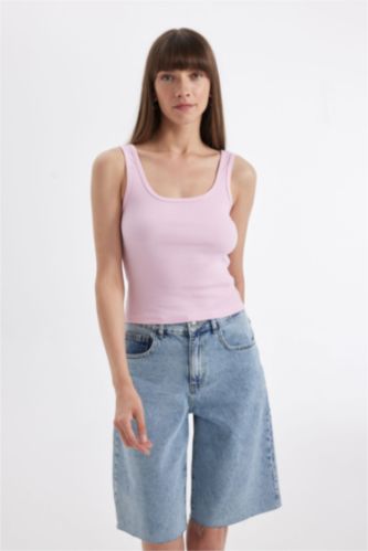 تانك توب مضلع سليم فيت بياقة مربعة