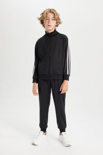 Erkek Çocuk 2'li Takım Fermuarlı Sweatshirt Üst Beli Lastikli Jogger Eşofman Altı