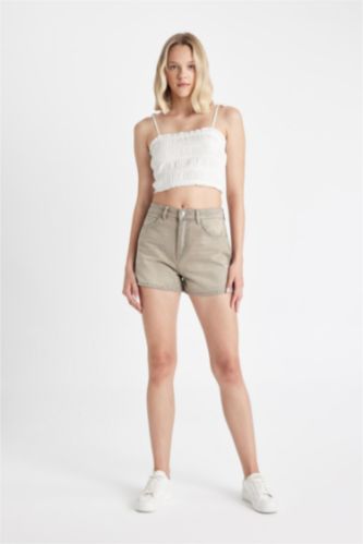 Mom Fit High Waist Denim Shorts