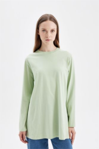 WOMAN Mint Regular Fit Cotton Long Sleeve Tunic