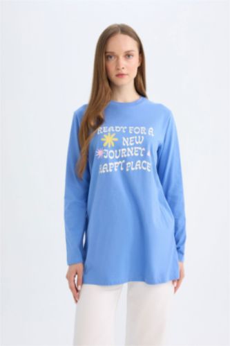 تونيك كم طويل قطن قصة عادية