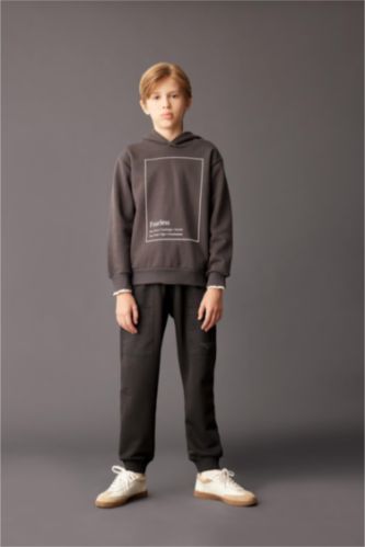 بنطلون بجامة رياضي ولادي قماش سميك قصة عادية