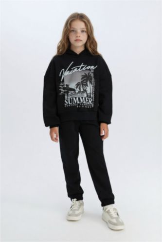 Ensemble pour fille : sweat à capuche imprimé et jogging