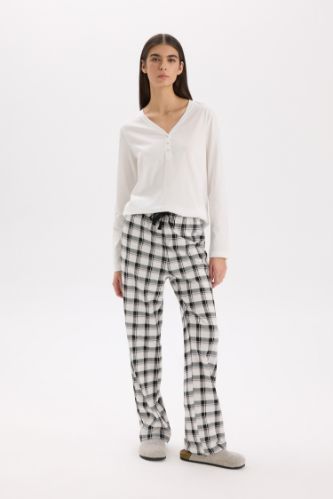 Fall in Love V Neck Top Bottom 2 Piece Pajama Set