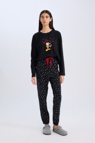 Fall in Love Garfield Yılbaşı Temalı Pijama Takımı Uzun Kollu Üst Esnek Belli Alt