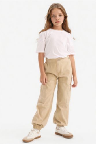 Girl Parachute Cotton Cargo Pants