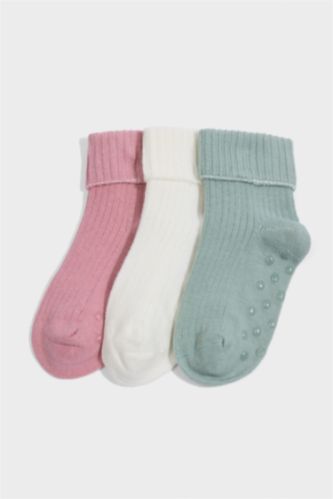 Girl Non-Slip Base 3 Piece Cotton Long Socks