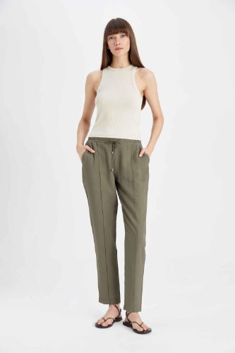 Jogger Pantolon Lastikli Bel Bağcıklı Basic Düz Paça