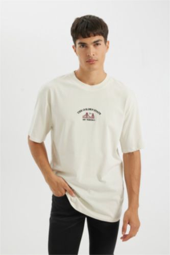MAN Ecru Relax Fit Short Sleeve T-Shirt