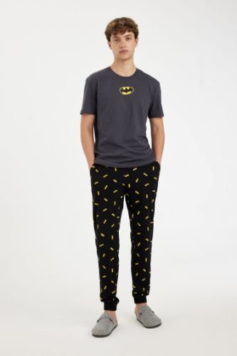Batman Pijama Takım Bisiklet Yaka Kısa Kollu Üst Beli Lastikli Alt