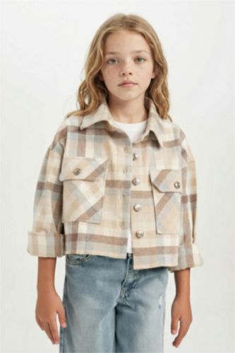 قميص كاروهات كروب بناتي كم طويل