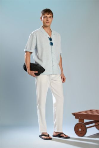 رجال بيج فاتح Regular Fit Cotton Trousers