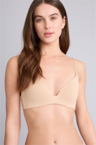 Женщины Бежевый Бюстгальтер для футболки без косточек с уплотненными чашечками