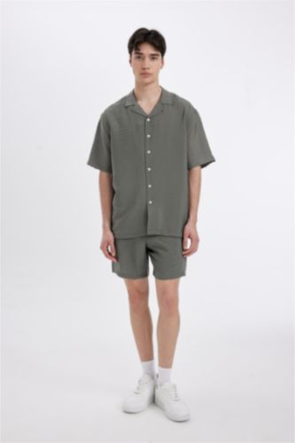 Man Khaki Relax Fit Aerobin Shorts