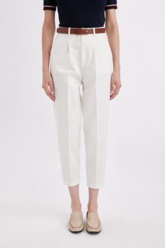 Carrot Fit Ankle Length Gabardine Trousers
