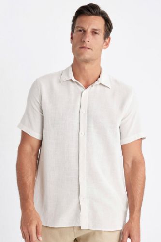 Regular Fit Yazlık Polo Yaka Pamuklu Basic Düz Kısa Kollu Gömlek