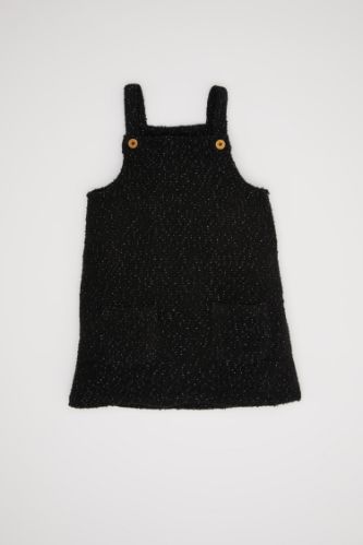 Kız Bebek Simli Tweed Ayarlanabilir Askılı Salopet Elbise