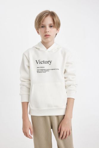 Erkek Çocuk Baskılı Kapüşonlu Sweatshirt