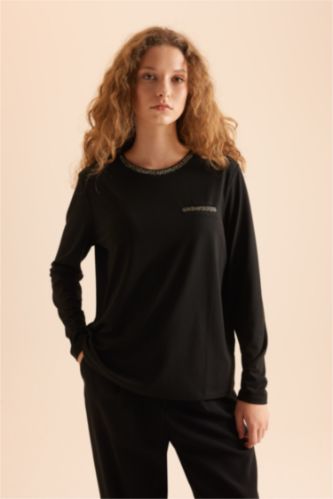 Regular Fit Bisiklet Yaka Uzun Kollu Tişört