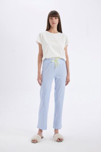 Fall in Love Pijama Takımı Regular Fit Bisiklet Yaka Baskılı Kısa Kollu Üst Desenli Beli Lastikli Alt