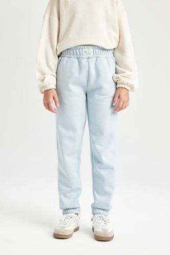 Kız Çocuk Standart Fit Beli Paçası Lastikli Basic Düz Jogger Eşofman Altı