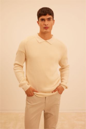 رجال ميلانج بيج فاتح Standard Fit Knitwear Pullover