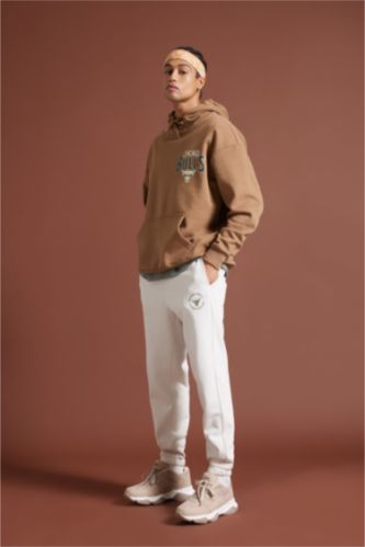 Erkek Taş Standart Fıt Kalın Sweatshirt Kumaşı Jogger