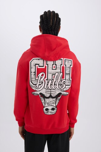 Erkek Kırmızı Boxy Fıt Kalın Sweatshirt Kumaşı Sweatshirt