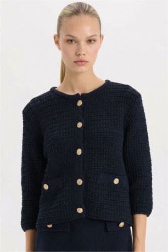 Regular Fit Crew Neck Cardigan