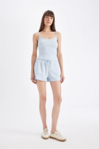 WOMAN Light Blue Regular Fit Shorts