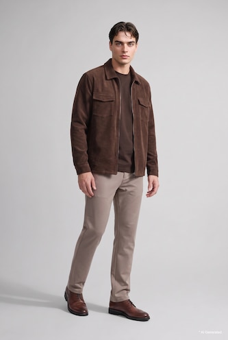 Man Brown Velvet Overshirt