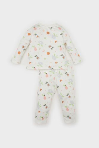 Kız Bebek Pijama Takımı Meyve Desenli Bisiklet Yaka Uzun Kollu Üst Uzun Alt