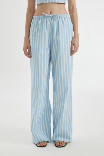 Coool Straight Fit Çizgili Normal Bel Poplin Pantolon