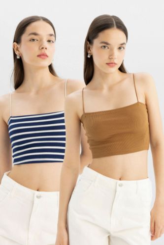Coool Crop Top Ribana 2'li Basic Atlet