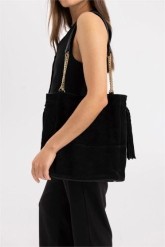 Women Black Suede Shoulder bag
