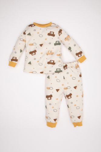 Erkek Bebek Pijama Takımı Araç Desenli Uzun Kollu Üst Uzun Alt