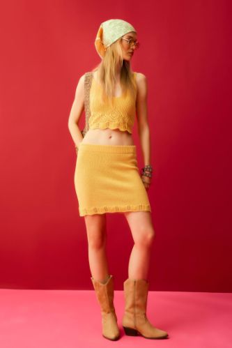 Slim Fit Crochet Mini Skirt