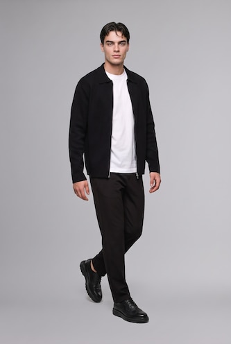 Man Black Standard Fit Knitwear Cardigan