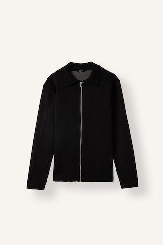 Standard Fit Basic Knit Polo Collar Cardigan