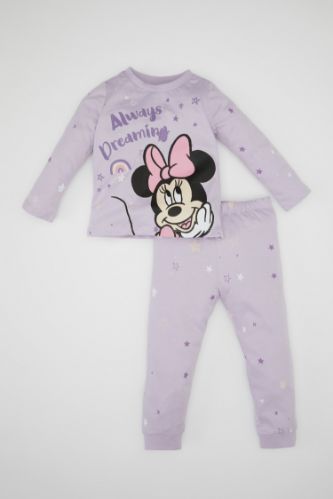 Kız Bebek Pijama Takımı Disney Mickey & Minnie Penye Uzun Kollu Üst Beli Lastikli Uzun Alt