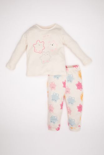 Kız Bebek Pijama Takımı Baskılı Uzun Kollu Üst Uzun Alt
