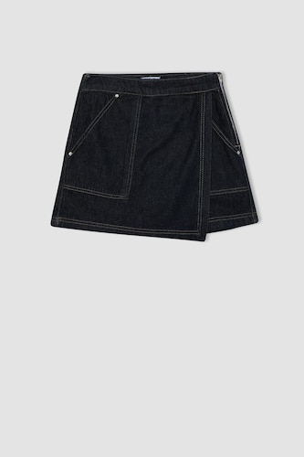 High Waist Denim Skort
