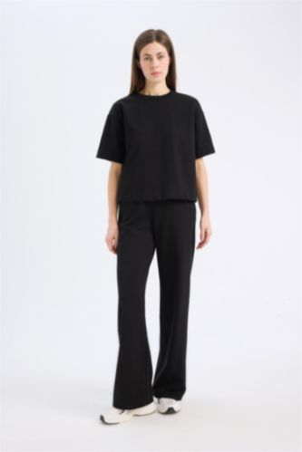 نساء أسود Straight Fit Trousers