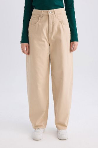 Coool Gabardin Pantolon Baggy Fit Normal Bel Cepli Basic Düz