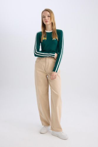 Baggy Fit Normal Waist Pocket Basic Gabardine Trousers
